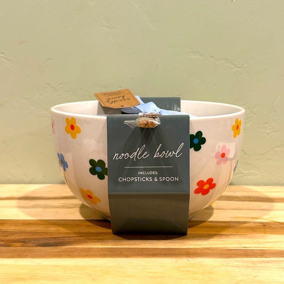 Sunday Morning Ceramics Floral Noodle Bowl with Spoon & Chopsticks. NWTS! - Picture 11 of 11